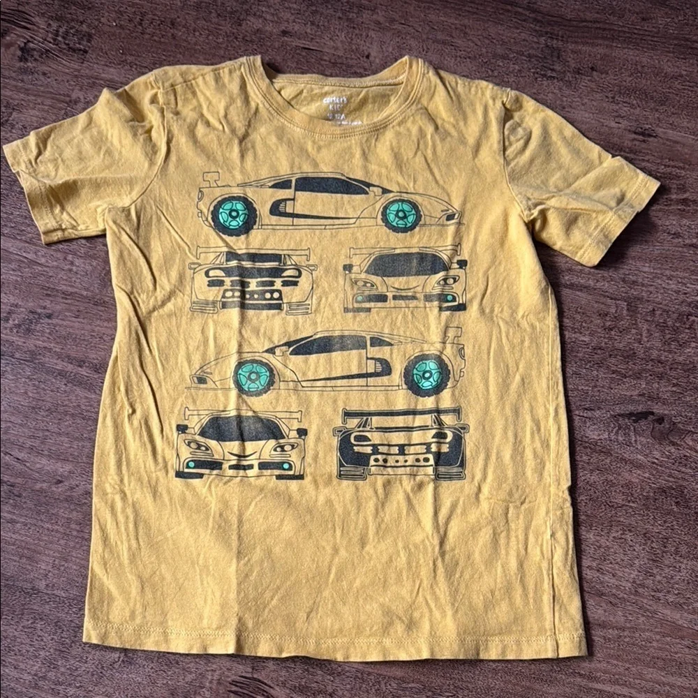 Yellow Graphic T-Shirt with Car Design